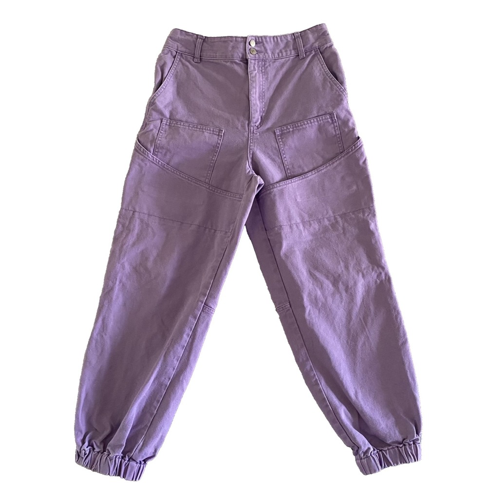Forever 21 Womens Cargo Jeans Balloon Baggy Skater Purple Hi Rise‎ Size L 30x26